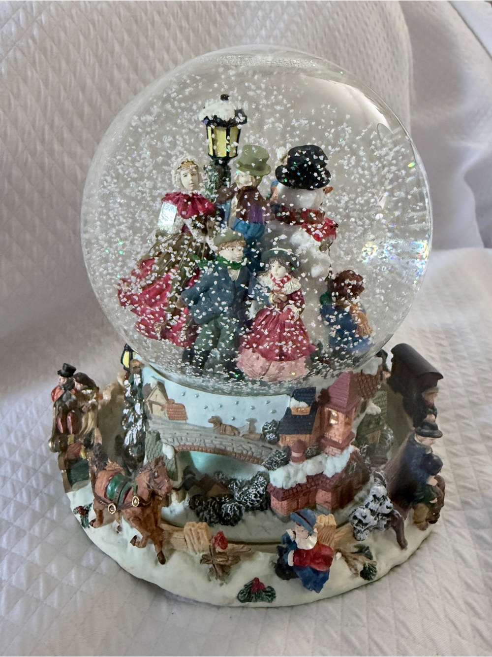 Holiday Snow Globe with Victorian Carolers - Multi-Color
